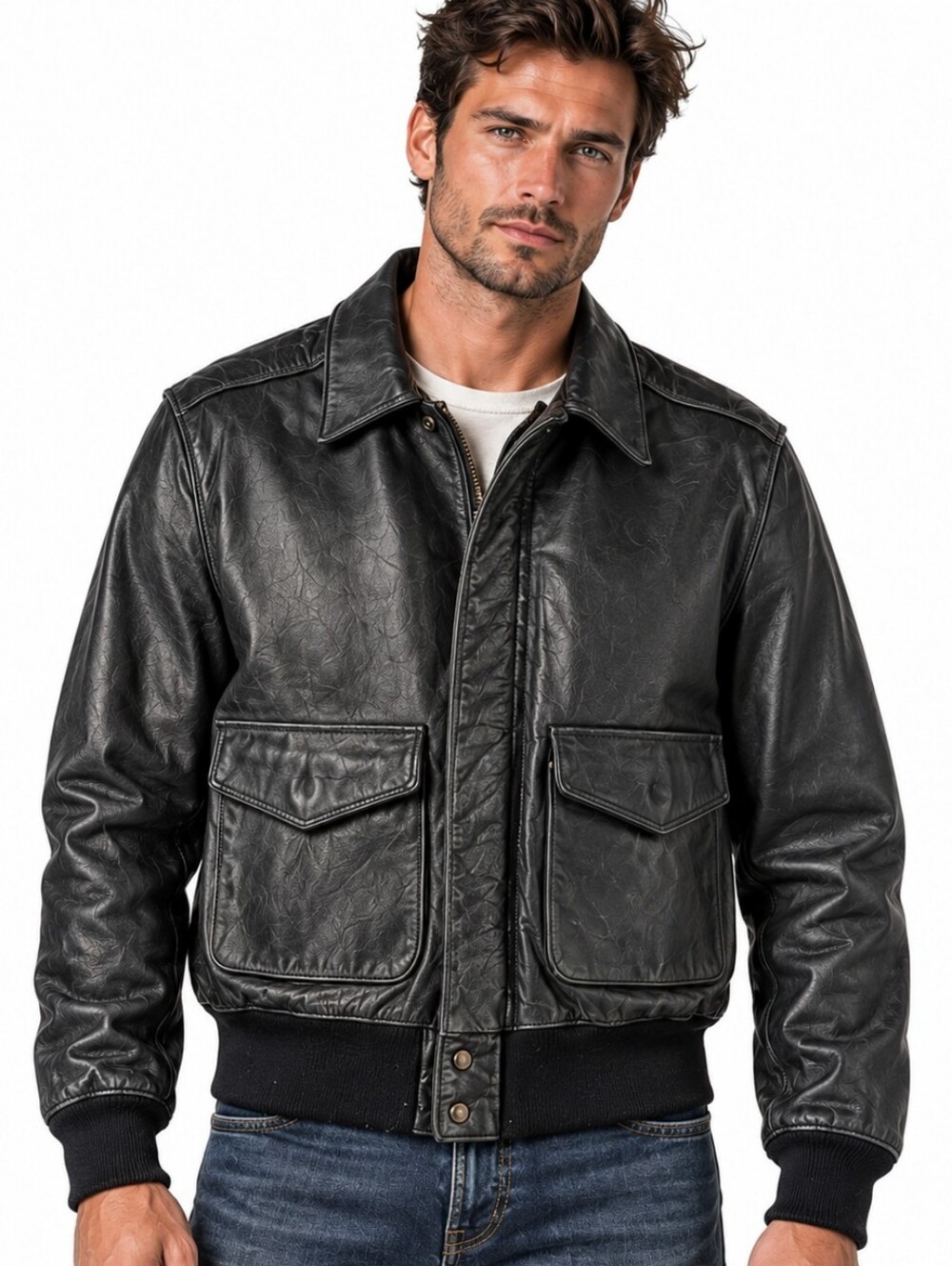 Vintage Excelled A-2 Leather Flight Jacket US Army Air Force USA Mens Medium